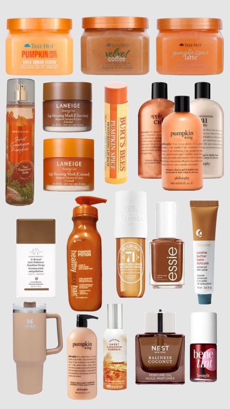 Fall Themed Beauty Products, Fall Esencials, How To Smell Like Pumpkin Spice, Halloween Beauty Products, Fall Body Care, Fall Necessities, Fall Beauty Products, Essential Beauty Products, Fall Smells