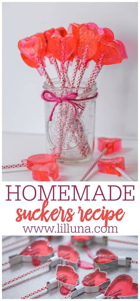 How To Make Suckers, Easy Lollipop Recipe, Homemade Suckers, Free Printable Valentines Tags, Licorice Cake, Homemade Lollipops, Homemade Candy Bars, Hard Candy Recipes, Lollipop Recipe