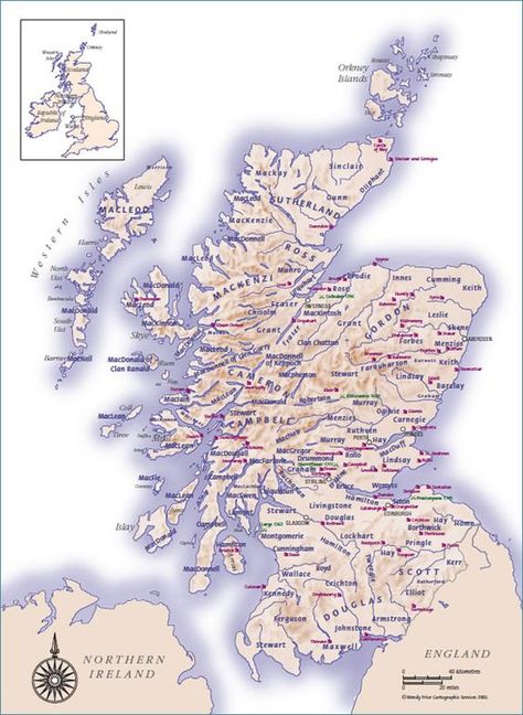 Clan Lands map. Haggart Family would fall under the MacNab Clan, which is in central Scotland (literally central from north/south & east/west). It is below the Cambell Clan that is near the western coast.: Clan Lindsay, Clan Grant, Clan Macdonald, Map Of Scotland, Scotland History, Scotland Map, Scottish Ancestry, Great Scot, Scotland Forever