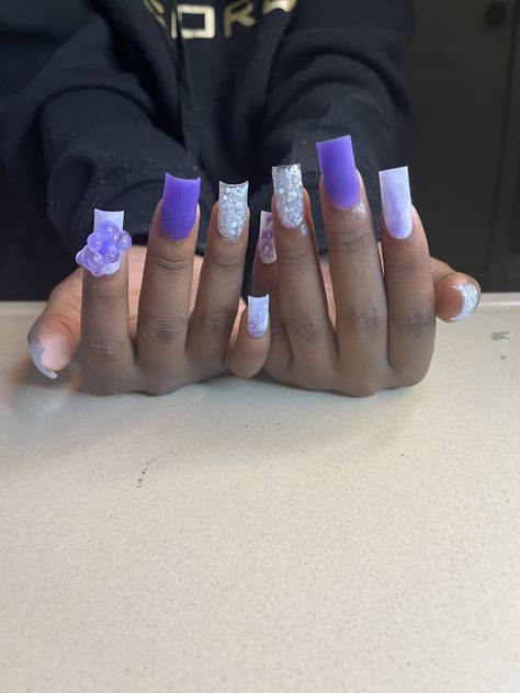 Nails Violet, Purple Acrylic Nails, Purple Acrylic, Purple Birthday, All Nike Shoes, French Tip Acrylic Nails, Bride Nails, Birthday Nails, Square Acrylic Nails