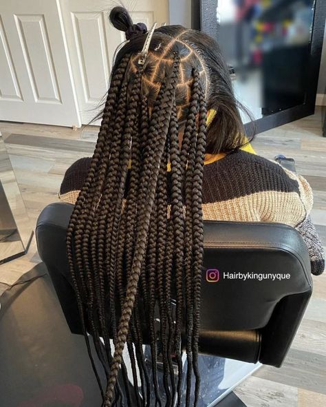 Large Knowles Braids, Medium Large Braids, Medium Large Knotless Braids, Large Knotless Braids Hairstyles, Jungle Braids, Large Knotless Box Braids, Large Knotless, Cornrows With Box Braids, Protective Style Braids