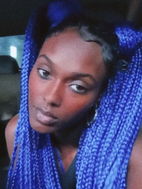 #90s #boxbraids #melanin #BLM #BLACKGIRL #90shairstyle Blue And Black Braids, Blue Box Braids, Blue Braids, Dual Personality, Gemini Hair, Salon Offers, 90s Hair, Hair Business, Box Braids Hairstyles For Black Women