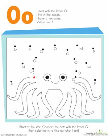 Worksheets: Letter Dot to Dot: O Letter O Activities, Preschool Handwriting, Aquatic Theme, Coloring Worksheet, Dot Worksheets, Dot To Dot, Letter Worksheets, Daycare Ideas, Preschool Letters