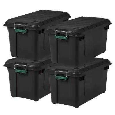 82 Qt. Remington Weathertight Store-It-All Storage Bin in Black (4-Pack) Heavy Duty Storage Bins, Plastic Storage Totes, Storage Totes, Storage Tote, Storage Bins With Lids, Utility Tote, Plastic Container Storage, Plastic Storage Bins, Tote Storage