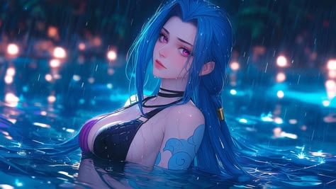 Jinx Wallpaper Desktop, Jinx Wallpaper, Eye Wallpaper, Under Moonlight, Girl Animation, Cool Background, Prison Art, Wallpapers Pc, 4k Hd Wallpaper