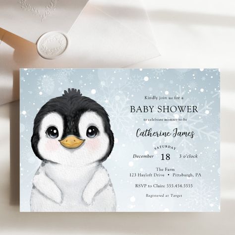 Adorable Winter Penguin Baby Shower invitation - tap/click to get yours right now!  #baby #shower, #winter #it&39;s #cold Penguin Theme Baby Shower, Watercolor Penguin, Penguin Baby Showers, Online Baby Shower Invites, Blue Penguin, Winter Penguin, Penguin Baby, Winter Baby Shower Invitations, Outside Baby Showers