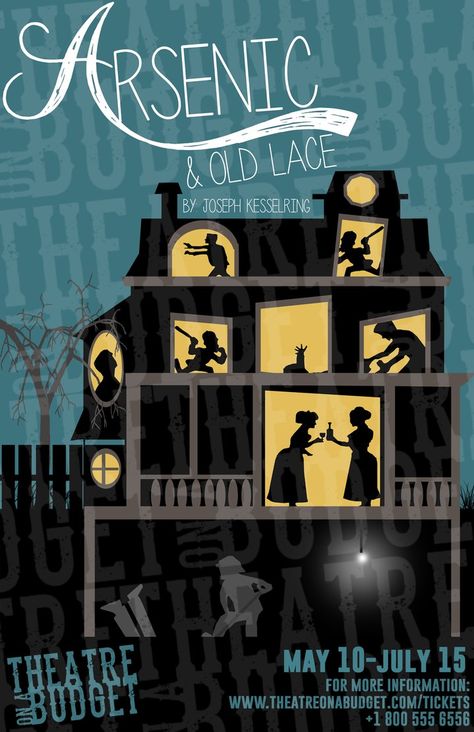 Arsenic and Old Lace Poster by theatreonabudget.deviantart.com on @DeviantArt Arsenic And Old Lace, Theatre School, Diy Space, Teddy Roosevelt, Little Shop Of Horrors, Horror Posters, Theatre Poster, Miniature Figures, Halloween Haunt