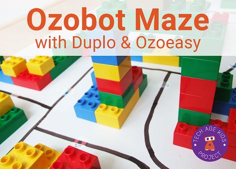 Ozobot Maze with Code Stickers and Building Blocks | Tech Age Kids | Technology for Children Coding Ideas, Steam Classroom, Kids Coding, Makerspace Library, Code Stickers, Makerspace Ideas, Colour Codes, Steam Ideas, Computational Thinking