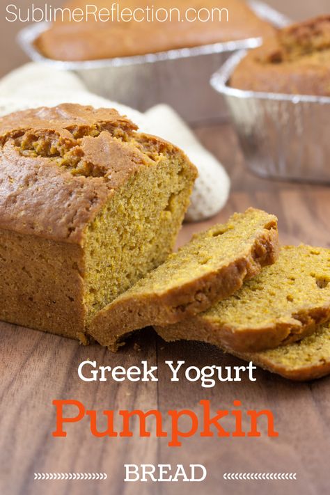 Greek Yogurt Pumpkin Bread {Recipe ReDux} - Sublime Reflection Greek Yogurt Bread, Greek Yogurt Pumpkin, Pumpkin Bread Recipe Healthy, Yogurt Greek, Pumpkin Yogurt, Yogurt Bread, Healthy Pumpkin Bread, Pumpkin Bread Easy, Pumpkin Loaf