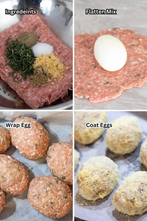 This keto scotch eggs recipe is so good that you’ll wonder what you did before they were in your life! They are full of essential amino acids, easy, and make a great low-carb lunch or dinner. Carnivore Scotch Eggs, Scott Eggs Recipe, Scotish Eggs Recipe, Low Acidic Meals, Keto Scotch Eggs, Keto Egg Recipes, Low Carb Egg Recipes, Keto Eggs, Keto Egg Recipe