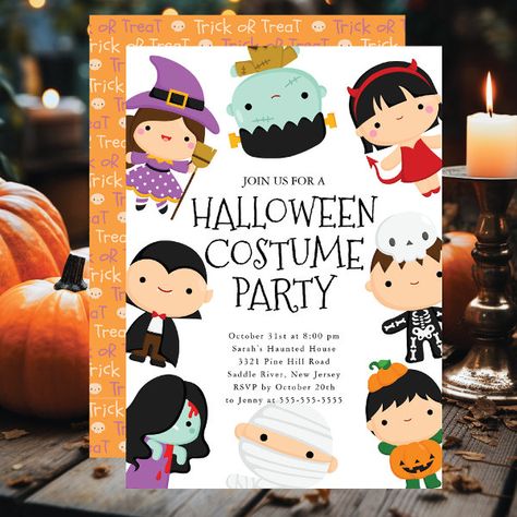 Cute Costume Halloween Party Invitation Halloween Invitation Card, Christmas Pregnancy Announcement, Fun Invitations, Halloween Invitation, Halloween Party Invitation, Kids Party Supplies, Holiday Party Invitations, Halloween Party Invitations, Cute Costumes