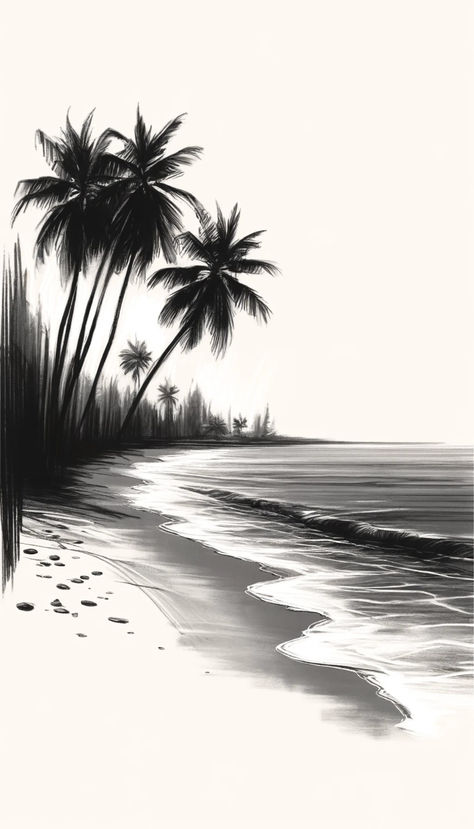 Black And White Sunset Drawing, Hip Hop Images, Hawaiian Tattoos, House Paintings, Deer Drawing, Palm Tree Silhouette, Hawaiian Tattoo, Ship Tattoo, Tattoo Project