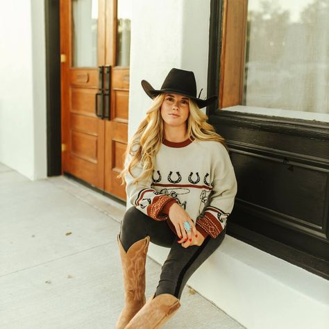 The perfect holiday season sweater! Our Rootin Tootin Cowboy sweater is a must have, don’t miss out! #cowboy #rodeo #nfr #western #cowgirl Old Money Western, Comfy Western Outfits, Cowboy Sweater, Rootin Tootin, Date Night Style, Cowboy Rodeo, Country Concert Outfit, Night Style, Patiently Waiting