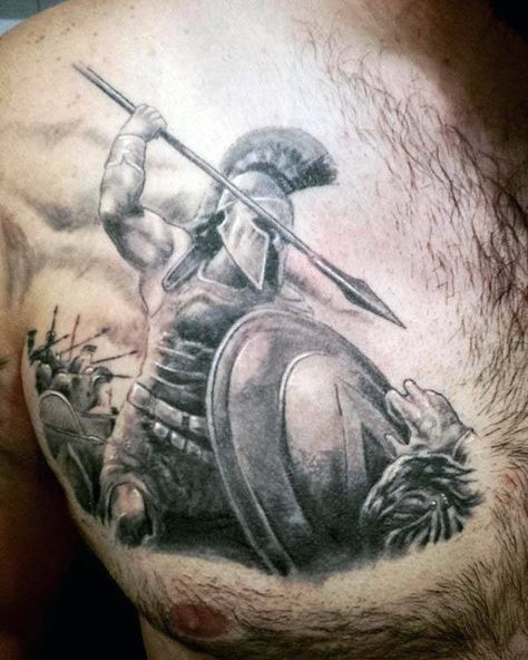 50 Spear Tattoo Designs For Men - Sharp Warrior Emblem Ideas Spartan Spear Tattoo, Spartan Spear, Spartan Warrior Tattoo, Spear Tattoo, Shield Tattoo, Gladiator Tattoo, Spartan Tattoo, Wicked Tattoos, Warrior Tattoos