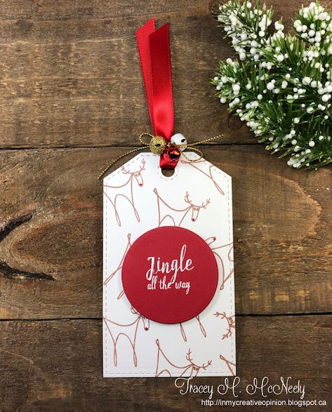 In My Creative Opinion: The 25 Days of Christmas Tags 2019 - Day 12 Christmas Package, Christmas Cutouts, Xmas Tags, 25 Days Of Christmas, Christmas Packaging, Handmade Tags, Christmas Tags, Jingle All The Way, Christmas Gift Box