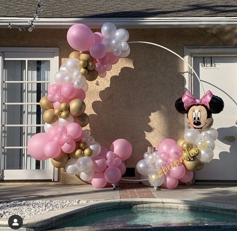 Minnie Mouse Garland, Mini Mouse Balloon Decor, Minnie Mouse Balloon Garland, Minnie Mouse Balloon Arch, Mini Mouse 1st Birthday, Minnie Mouse Birthday Theme, Minnie Mouse Theme Party, Minnie Mouse Balloons, Minnie Mouse Birthday Party Decorations