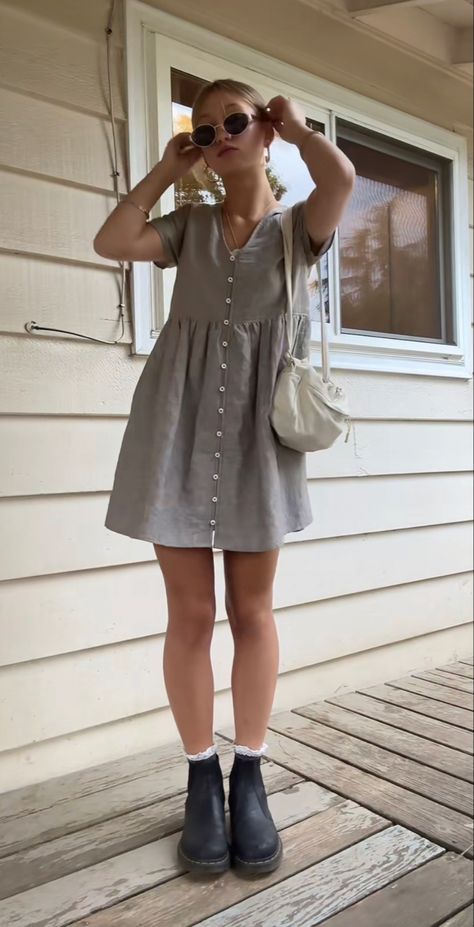 Easy Outfits Plus Size, Mini Fall Dresses, Outfits To Look Shorter, Jeans Church Outfit Spring, Sundress Winter Outfits, Float Summer Dresses, Casual Black Mini Dress Outfit, Boho Minimal Outfit, Babydoll Dress Over Jeans Outfit