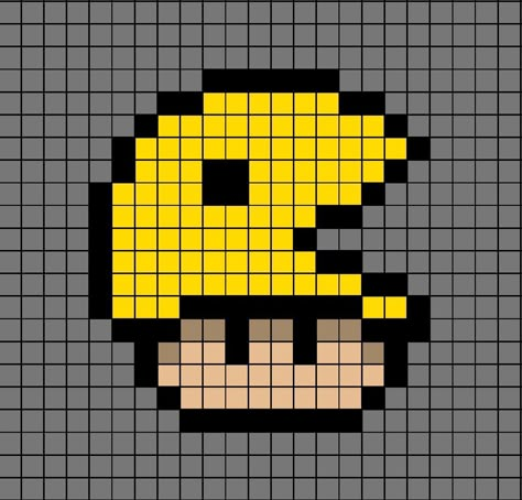 Pixel art template of a Mario mushroom themed as Pack Man. Mario Mushroom Pixel Art, Pixel Art Mushroom, Mushroom Pixel Art, Mushroom Pixel, Pixel Art Mario, Compass Art, Pixel Art Ideas, Graph Paper Drawings, Easy Pixel Art