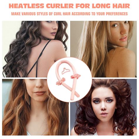 Heatless Curling Rod Headband No Heat Silk. $9.99 ($9.99 / Count) Diy Hair Rollers, Curlers For Long Hair, Heatless Curling Rod Headband, Curling Rod Headband, Heatless Curling Rod, Roller Curls, Heatless Curling, Heatless Hair Curlers, Overnight Hairstyles