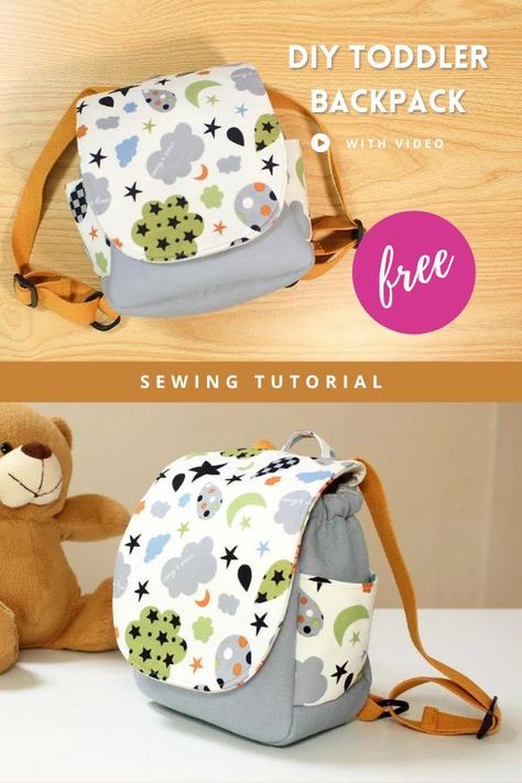 Baby Sewing Tutorials, School Wallpaper, Backpack Pattern Sewing, Quotation Format, Backpack Sewing, Sewing Machine Projects, Toddler Bag, Diy Backpack, Backpack Free