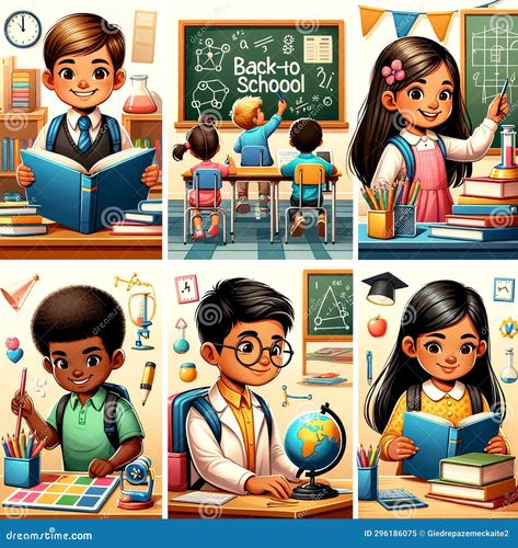 Back to school kids learning Back To School Cartoon, School Images, School Cartoon, School Murals, Back To School Kids, School Plan, Kids Learning Activities, Note Book, School Kids