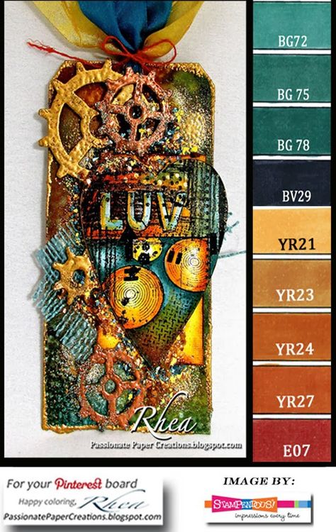 Passionate Paper Creations: Steam Punk Heat - Stampendous Steampunk Color Palette, Coptic Markers, Marker Techniques, Marker Tutorial, Copic Combos, Copic Techniques, Earth Palette, Copic Color Chart, Graffiti Party