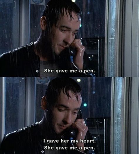 "I gave her my heart.  She gave me a pen." -- Lloyd Dobler .. John Cusack in Say Anything... @JohnCusack  @Neferast #JohnCusack #존큐잭 #SayAnything Hate Valentines Day, Daphne Blake, Favorite Movie Quotes, Movie Time, 80s Movies, Movie Lines, Film Quotes, Tv Quotes, Trendy Quotes