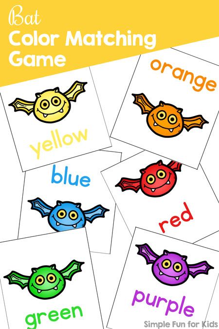 This simple printable game is so much fun for my two-year-old: Bat Color Matching Game for Toddlers! Perfect for Halloween (non-scary!) or any time of the year! Halloween Games For Toddlers, Halloween Learning Activities, Matching Games For Toddlers, Halloween Lesson Plans, Halloween Activities For Toddlers, Game For Toddlers, Halloween Lesson, Toddler Lessons, Halloween Games For Kids