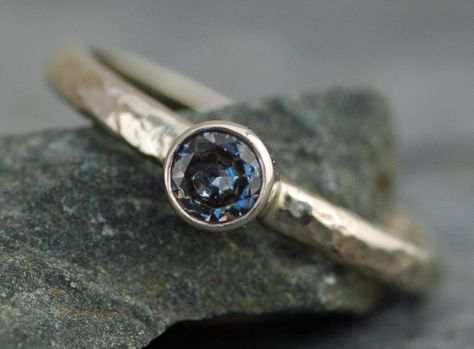 Montana Sapphire in Recycled 18k White, Rose, or Yellow Gold Ring Sapphire Cabochon, Solitaire Rings, Bezel Ring, Matching Wedding Bands, Montana Sapphire, Rose Gold Band, Raw Diamond, Wedding Matches, Yellow Gold Ring