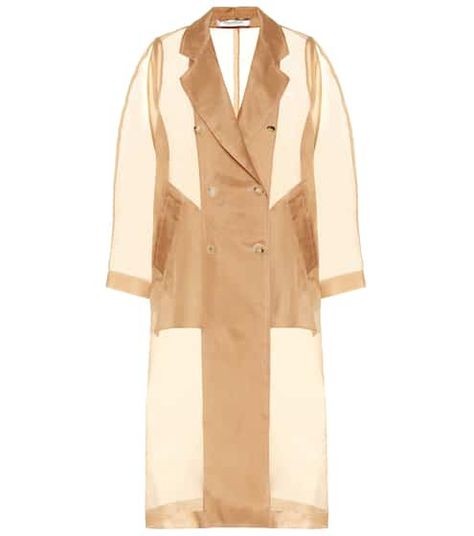 Max Mara Organza Jacket, Burberry Print, Coat With Belt, Double Breasted Trench Coat, Belted Coat, Loose Outfit, Turndown Collar, Silk Organza, Mesh Long Sleeve