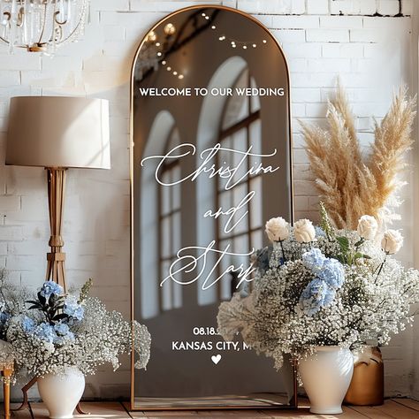 Wedding Mirror Sign, Mirror Signage, Customized Mirror, Diy Wedding Welcome Sign, Mirror Area, Mirror Wedding Signs, Personalized Mirror, Mirror Decals, Wedding Mirror