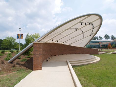 Civic Center Amphitheater – City of Riverdale, GA – Tension Structures Outdoor Theater Architecture, Outdoor Amphitheater Architecture, Amphiteather Architecture, Amphiteather Outdoor, Amphitheater Design, Amphitheater Architecture, Urban Furniture Design, Theater Architecture, Open Air Theater