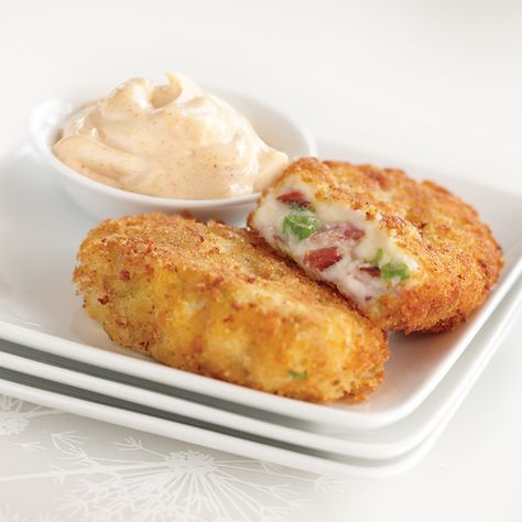 Spanish-Style+Potato+Croquettes+with+Smoked+Paprika+Aioli Hungry Jack Recipes, Hungry Jack Potatoes, Jack Potato, Paprika Recipes, Crisco Recipes, Hungry Jacks, Potato Croquettes, Instant Mashed Potatoes, Potato Flakes