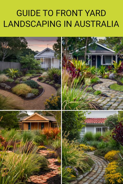 Enhancing your front yard can significantly boost your home's appeal. Incorporating Native Australian Plants is a fantastic way to create a sustainable and beautiful outdoor space. Not only do these plants thrive in the local environment, but they also require less maintenance. This guide provides insights on the best front yard designs and the types of plants you can use in Australia. Click to learn tips on choosing the right plants and creating a welcoming entrance to your home. Native Front Garden, Backyard Garden Design Ideas, Front Yard Designs, Tall Ornamental Grasses, Native Plant Landscape, Australian Front Yard, Australian Native Garden, Ultimate Backyard, Front Gardens