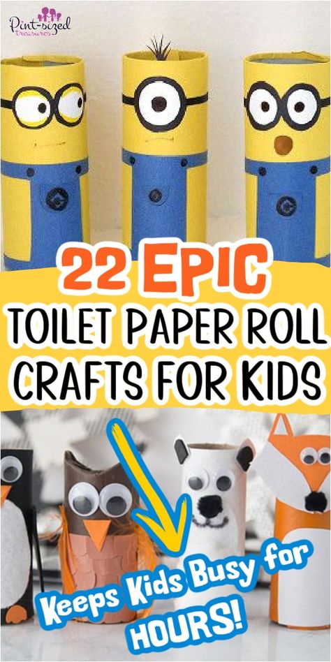 Use empty toilet paper rolls and even empty paper towel rolls to create some fun craft for kids! These crafts create hours of pretend play! Toilet Paper Roll Book Character, Paper Roll Crafts For Kids, Empty Paper, Toilet Paper Roll Art, Toilet Roll Craft, Paper Towel Tubes, Rolled Paper Art, Toilet Paper Crafts, Diy Toilet