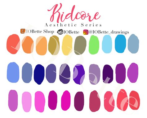 IOBette Color Palette: Aesthetic Series, Kidcore Kidcore Color Palette, Beach House Exterior Colors, Procreate Tools, Kidcore Aesthetic, Ipad Procreate, Beach Color, Palette Color, I Series, Aesthetic Colors