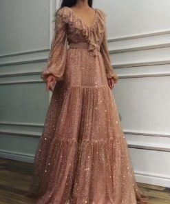 Glittery Gown, Gown With Sleeves, Party Maxi Dresses, Big Dresses, Long Sundress, Cut Clothes, Sequin Evening Dresses, Princess Dresses, Maxi Dress Evening