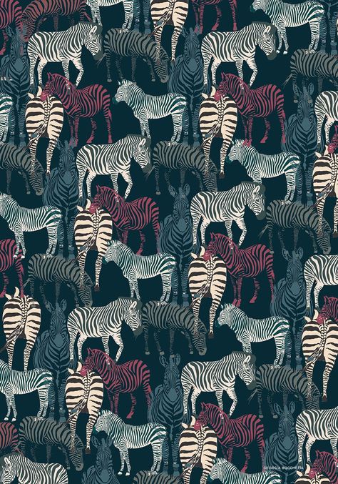 Georgia Bocchetta Conversational Prints, Print Inspiration, Pretty Patterns, Pattern Illustration, Animal Pattern, Zebras, Art Plastique, Textile Patterns, Textile Prints