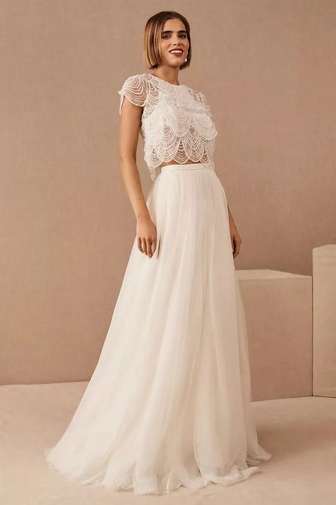 Two piece wedding dresses for the fun and fashion forward | Photography by Pavillion Wedding, Jenny By Jenny Yoo, Wedding Dress Two Piece, Vow Exchange, Registry Wedding, Boho Bridal Dress, Skirt Wedding Dress, Two Piece Wedding Dress, Plus Size Bride