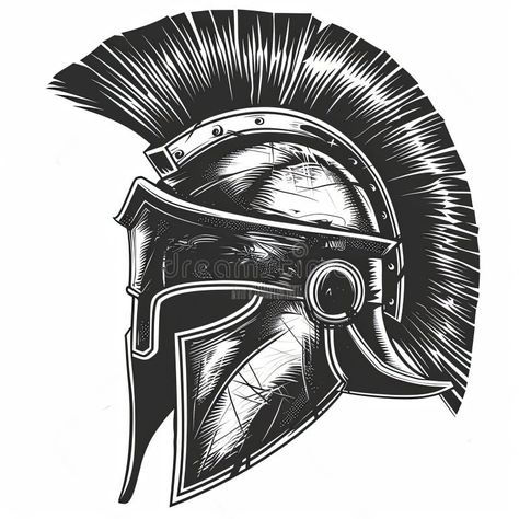 The ancient silhouette of Spartan warrior helmet is portrayed with precision, emphasizing its iconic features and stock photo Warrior Helmet, Spartan Helmet, Spartan Warrior, Photo Image, Vector Free, Stock Photos, Comics, History, Quick Saves