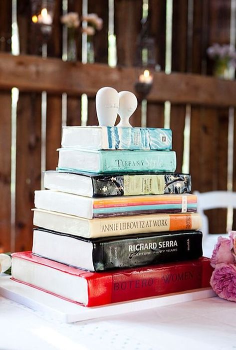 Incredible Cakes, Literary Wedding, A Stack Of Books, Book Cakes, Cake Wrecks, Book Cake, Unique Wedding Cakes, Beautiful Wedding Cakes, Grooms Cake