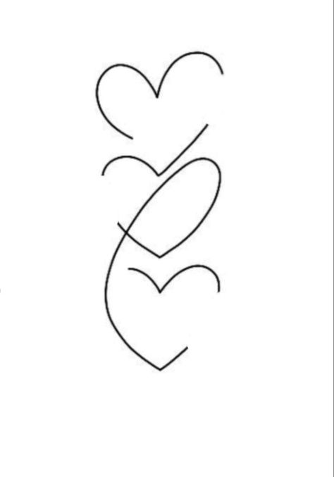 Intertwined Hearts Tattoo, Three Heart Tattoo, 3 Heart Tattoo, 3 Hearts Tattoo Ideas, 3 Children Tattoos For Moms, Three Hearts Tattoo, Corazones Aesthetic, 3 Hearts Tattoo, Tattoo Font Styles