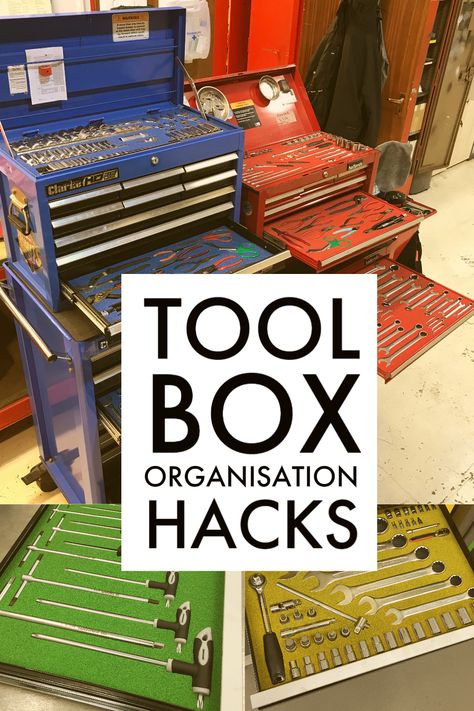 Tool Box Shadow Foam, Sign Shop Organization, Diy Tool Box Organization, Organized Tool Box Drawers, Tool Box Storage Ideas, Us General Tool Box Ideas, Tool Storage Diy Garage, Tool Chest Organization Ideas, Mechanic Organization