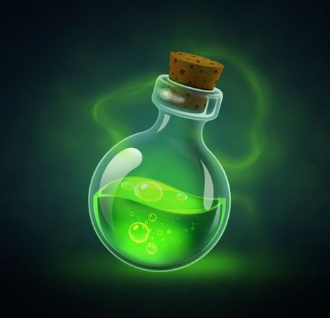 Magic Bottles, Green Magic, Fantasy Props, Potion Bottle, Magic Spells, Elements Of Art, Art Drawings Simple, 3d Design, Lava Lamp