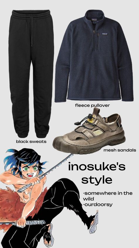 Inosuke Outfit, Haikyuu Outfits Inspired, Haikyuu Outfits, Mens Smart Casual Outfits, Hype Clothing, Black Sweats, Outfit Inspired, Anime Inspired Outfits, Street Style Outfits Men