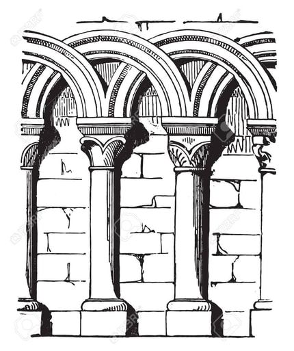 Romanesque Architecture Drawing, Gothic Architecture Illustration, Baroque Architecture Sketch, Romanesque Architecture Elements, Gothic Details, Gothic Spires Architecture, Gothic And Romanesque Architecture, History Of Architecture, Art Panels