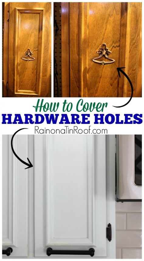 If I had known it was this easy to cover old hardware holes, I would have switched out my hardware YEARS ago!! Step-by-step instructions for how to cover and paint over old hardware holes - great for people who are thinking about painting their cabinets! Furniture Dressers, Hard Ware, Quotes Tattoos, Diy Spring, Kitchen Redo, Home Repairs, Redo Furniture, Humor Funny, In Kitchen