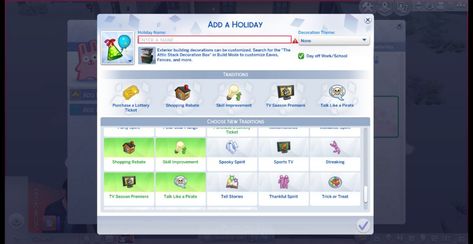 Mod The Sims - Make Hidden Holiday Traditions Selectable Sims 4 Traits, Name Decorations, Sims 4 Cc Kids Clothing, Day Off Work, Lottery Tickets, Pet Day, Cc Finds, Electronic Art, Sims Mods