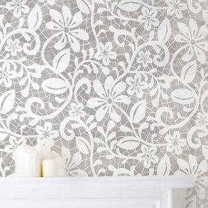 Walls | Dizzy Duck Designs Lace Wall Stencil, Star Wall Stencil, Lace Wall, Lace Stencil, Texture Ideas, Damask Stencil, Painting Walls, Stencil Painting On Walls, Girl Bedroom Walls