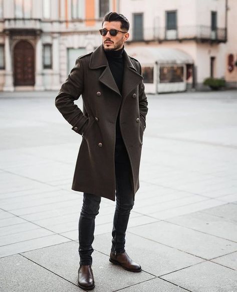 Men’s Peacoat Outfit, Men’s Peacoat, Men Peacoat Outfit, Peacoat Outfit Men, Peacoat Outfit, Business Attire For Men, Overcoat Men, Mens Business Casual Outfits, Leather Coat Jacket